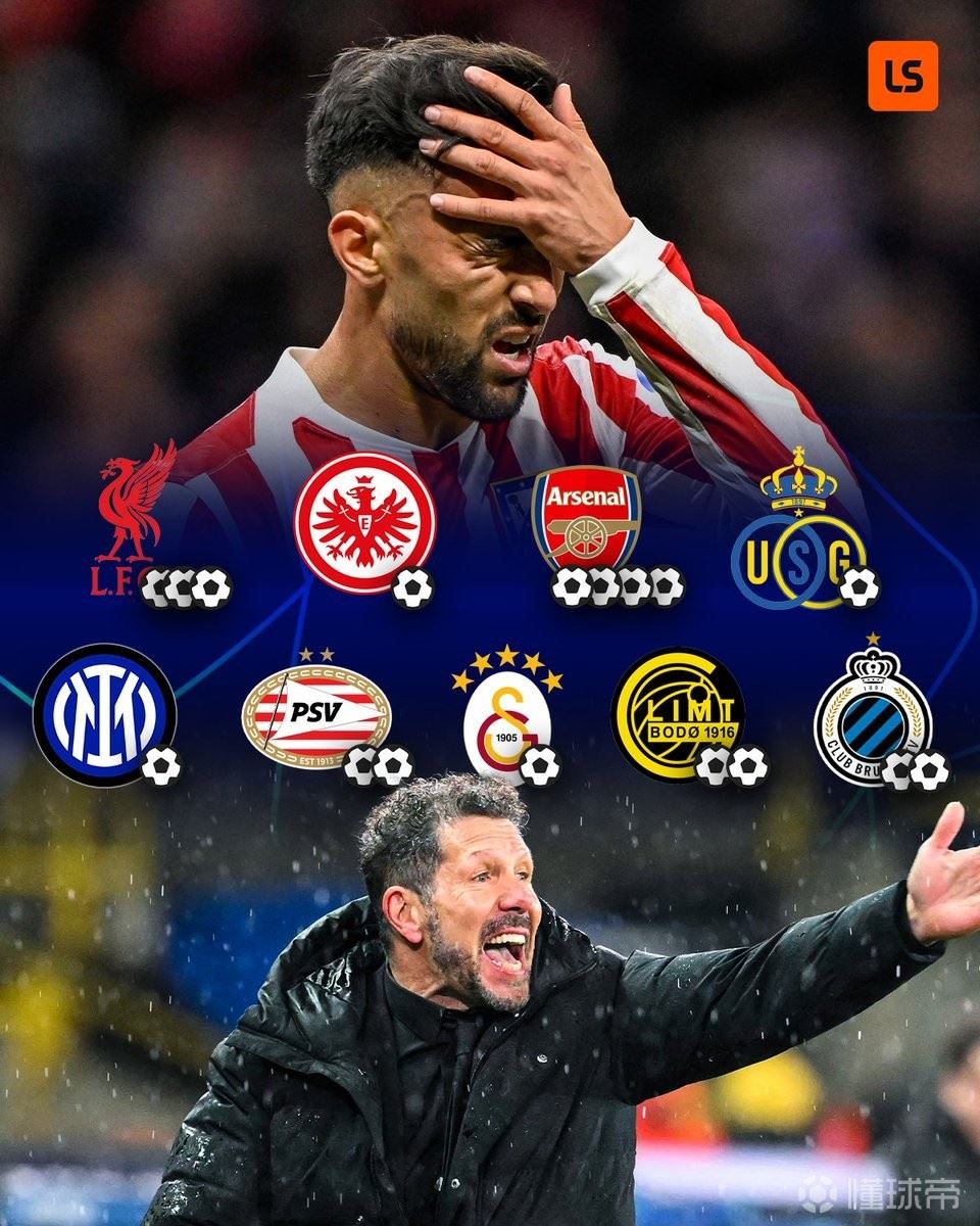  马竞欧冠连续9场未能零封，创造队史欧冠最长连续丢球纪录